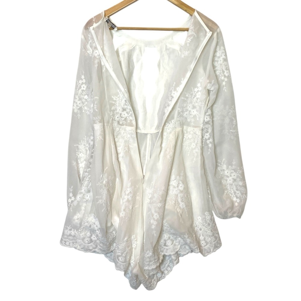 Shareen Embroidered Lace Romper Women's 10 White Beach Wedding Boho Cowgirl Chic - Picture 3 of 10